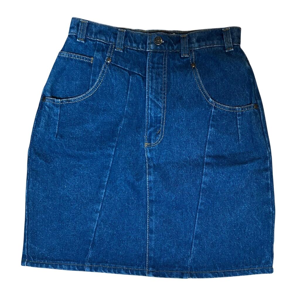 VTG Hunt Club Made in USA Denim Mini Skirt High Waisted Paneled Size 4